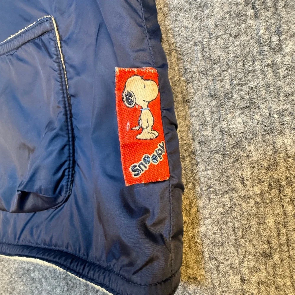 Vintage Kids Snoopy Blue Fleece Lined Vest Lightweight Boy Size XL Charlie Brown
